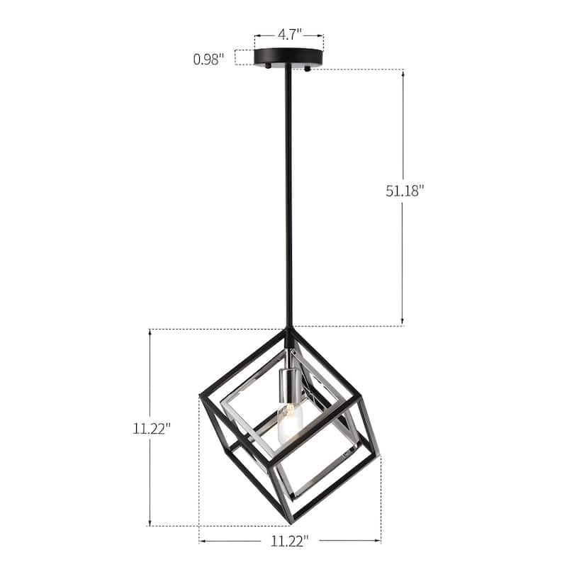 1-Light Geometric Cube Lantern, Sci-fi Square / Rectangle Pendant
