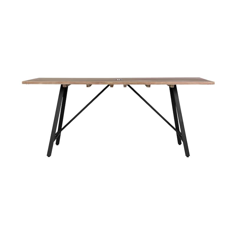 Koala Modern Rectangle Eucalyptus Wood and Metal Outdoor Dining Table