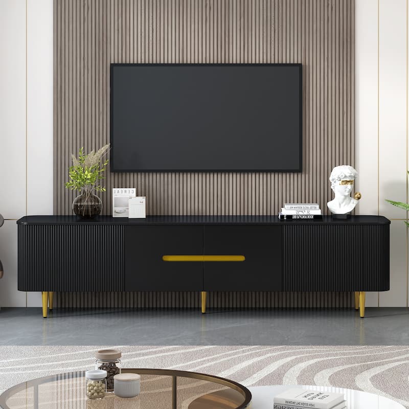 Minimalist TV Stand for TV up to 85 Inches with 4 Spacious Cabinets - 78.7" D x 16.9" W x 20.5" H