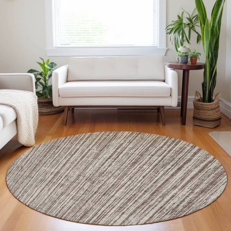 Premium Washable Super Soft Striped Mayfield Rug - Brown - 8' x 8'
