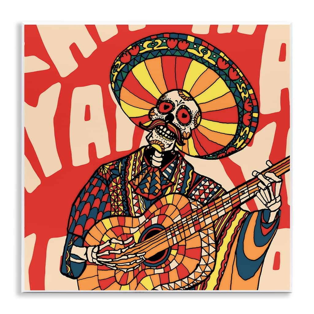 Stupell Day Of Dead Guitarist Skeleton Wall Plaque Art Design By Ali Gulec