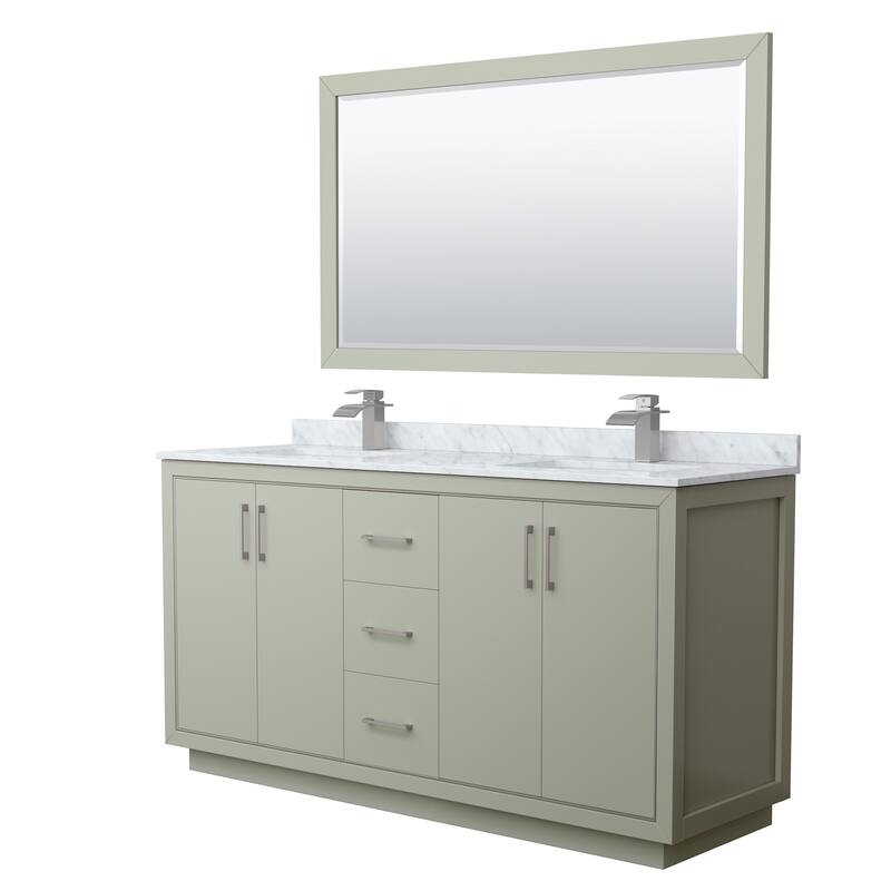 Wyndham Collection WCF1111-66D-NAT-M58 Icon 66" Free Standing Double - Light Green / Brushed Nickel Hardware