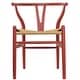 preview thumbnail 22 of 47, Modern Dining Chair with Woven Paper cord Seat, Solid Wooden Farmhouse Y Back Elbow Side Chair Red