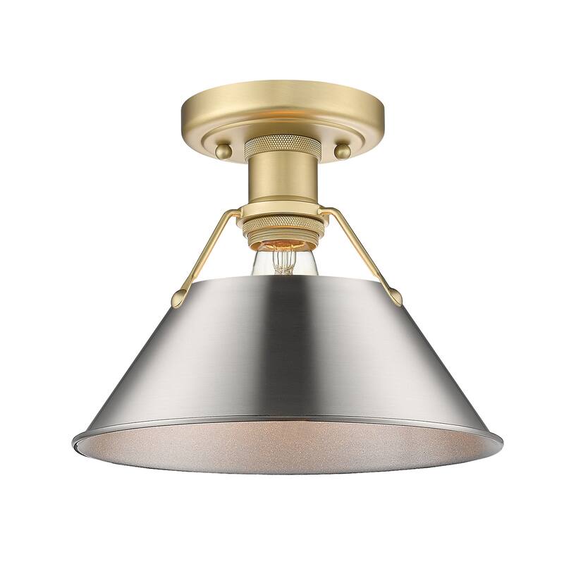 Yep by Golden Lighting Orwell 1-light Flush Mount in Brushed Champagne Brass and Pewter shade - Gold
