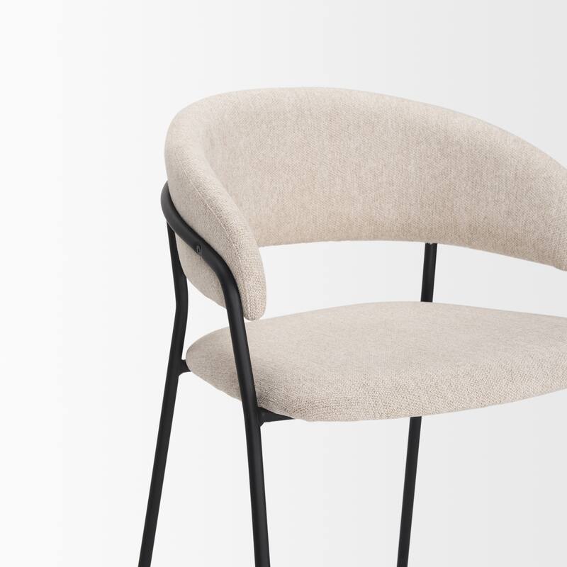 Carolyn Counter Stool w/ Gray Fabric & Matte Black Metal