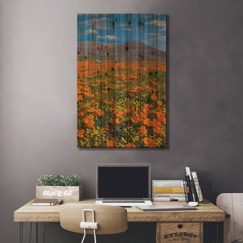 California Poppy, Superbloom, Antelope Valley, California Print On Wood by Tim Fitzharris - Multi-Color