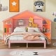 preview thumbnail 20 of 35, House Shaped Platform Bed with Built-in LED Lights Wood Platform Bed Frame with Storage Headboard & Shelves, Easy Assembly