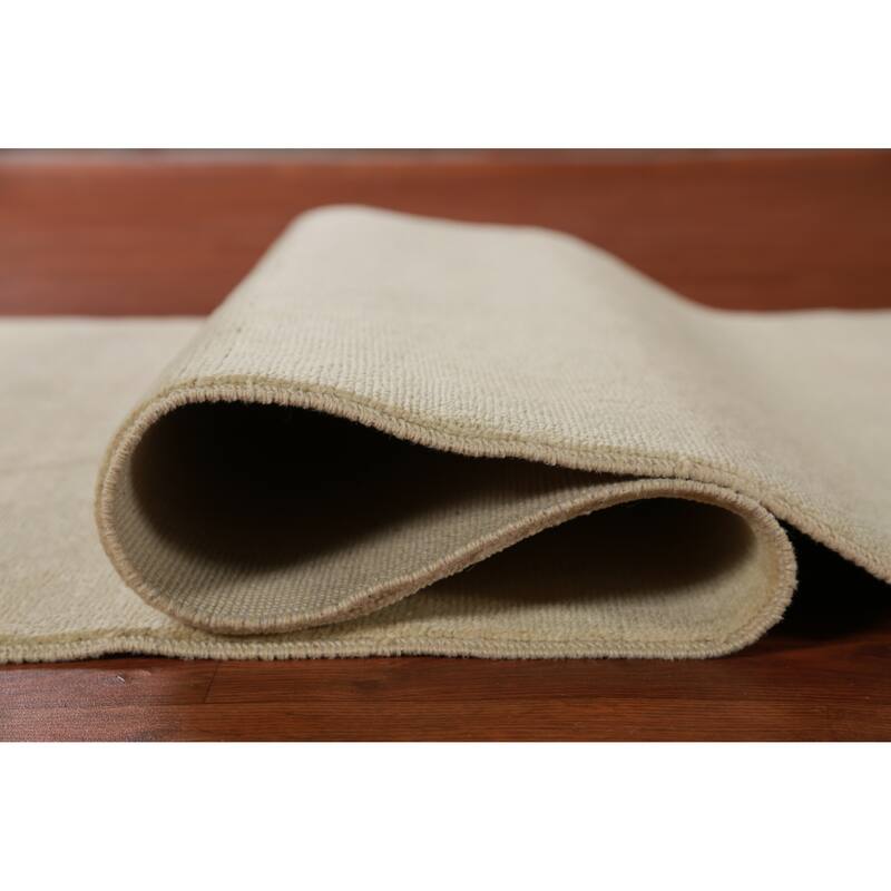Hand Knotted Oriental 100% Wool Carpet Modern Solid Green Gabbeh Runner Rug - 9' 10'' X 3' 2''
