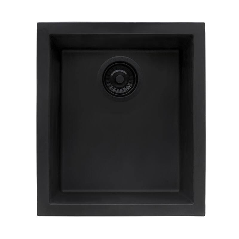 Ruvati 15 x 17 inch Granite Composite Undermount Bar Prep Sink - Midnight Black - RVG2016BK