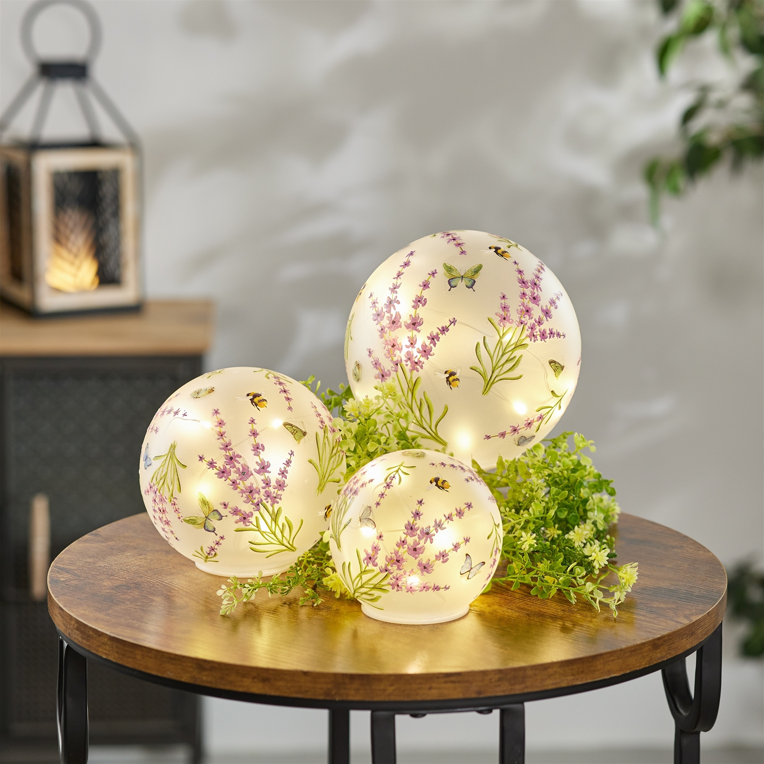 LED Floral and Butterfly Globe (Set of 3) - N/A