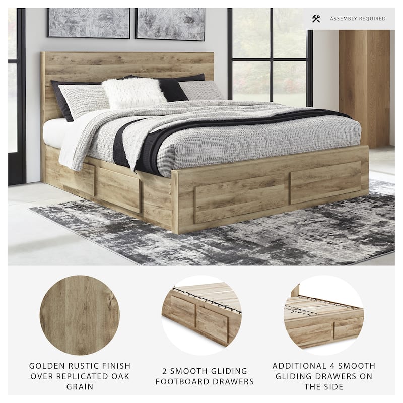Signature Design by Ashley Hyanna Tan Brown Storage Bed with 2 Under Bed Storage Drawer