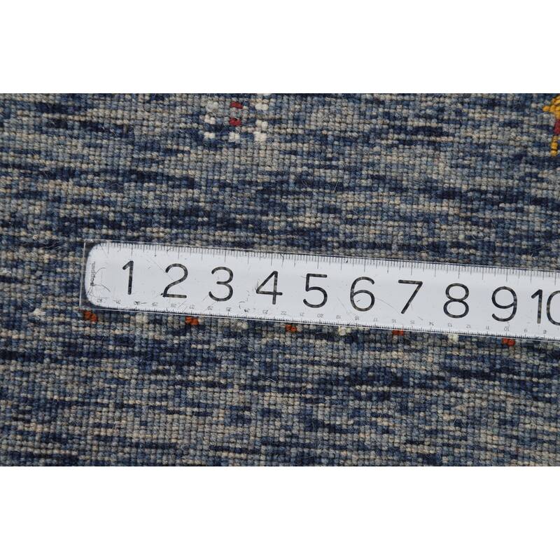 Hand Knotted Oriental 100% Wool Carpet Tribal Stripe Navy Blue & Blues Gabbeh Area Rug - 5' 10'' X 3' 11''