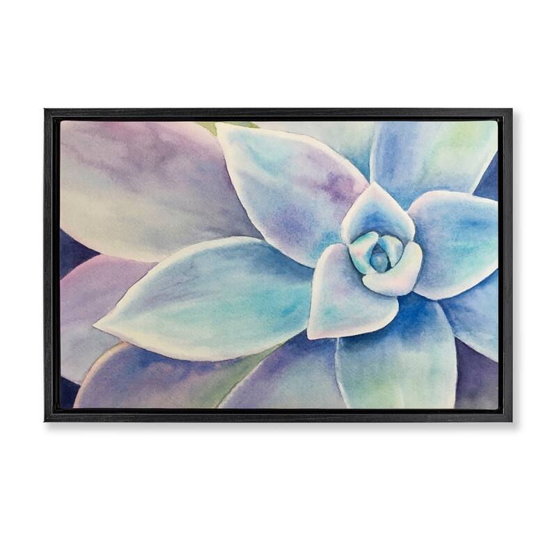 Stupell Cool Toned Succulent Leaves Framed Floater Canvas Wall Art Design By Stephanie Fielden - 25 x 17 - Black