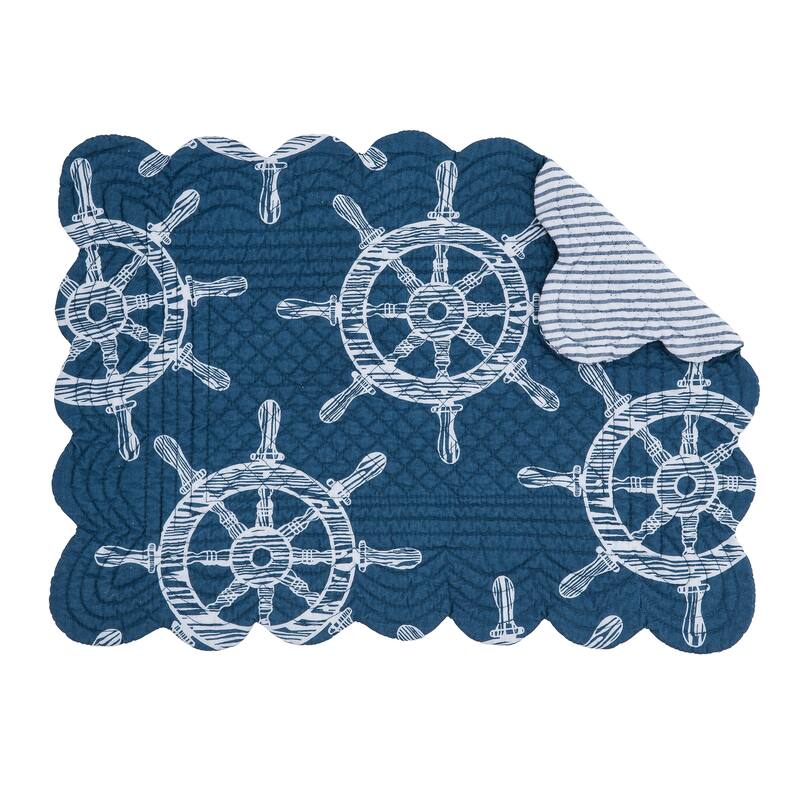 Maritime Cotton Quilted Rectangular Reversible Placemat Set of 6 - Set of 6