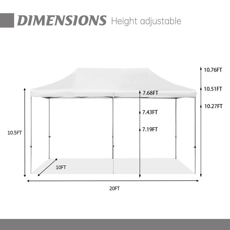 Zenova 10x20 ft Pop up Canopy Tent, Party Tent Heavy Duty Instant Shelters - 10*20