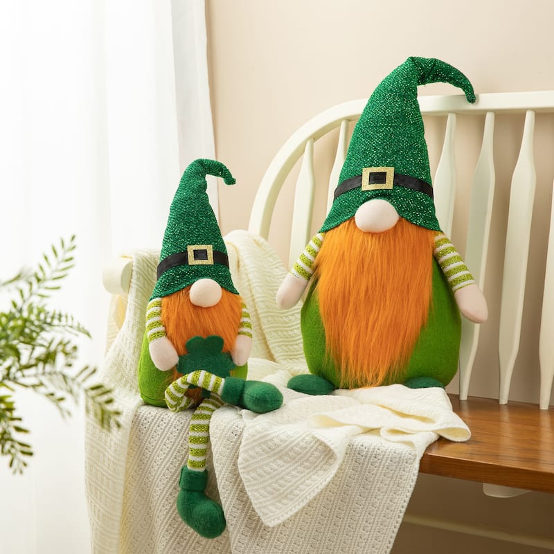 Glitzhome Christmas Hanukkah Fabric Gnome Shelf Sitter Holiday Decor