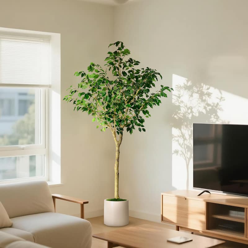Artificial Ficus Tree in White Decor Pot