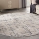 preview thumbnail 1 of 13, Rustic Textures Vintage Abstract Modern Area Rug 5'3" Round - Ivory Blue - Runner/Rectangle