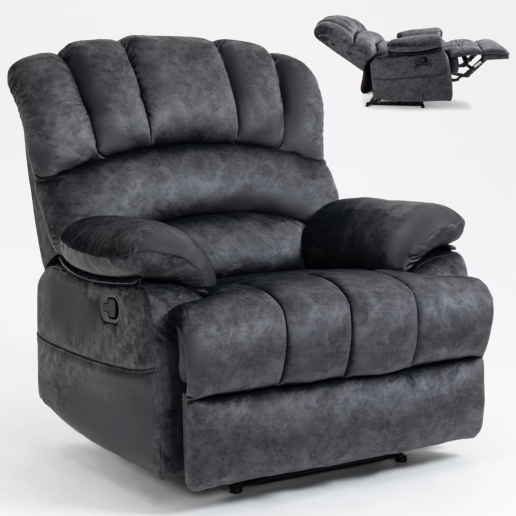 Large Manual Recliner Chair in Fabric for Living Room