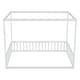 preview thumbnail 20 of 32, Full Size Pine Wood Canopy Frame Floor Bed with Fence and Guardrails for Bedroom