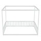 preview thumbnail 9 of 9, White Full Size Pine Wood Canopy Frame Floor Bed with Fence and Guardrails for Bedroom