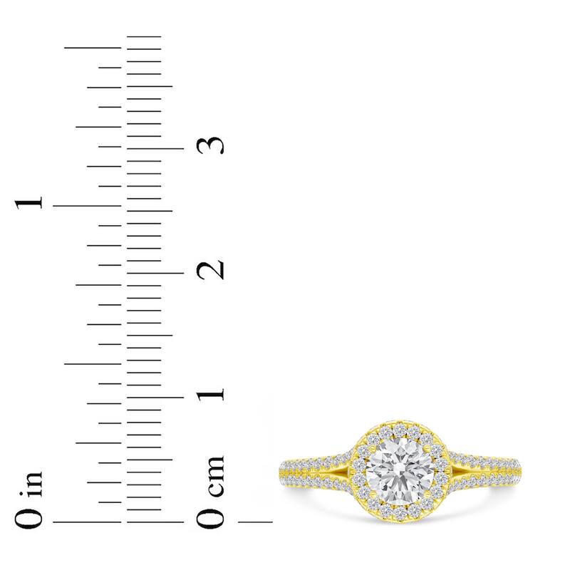 1ct TDW Diamond Halo Engagement Ring in 14K Yellow Gold for Women