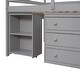 preview thumbnail 53 of 52, Study Loft Bed with Storage Cabinet, Rolling Portable Desk and 2-Tier Bookshelf, Wood Low Loft Bedframe for Kids Teens Adults