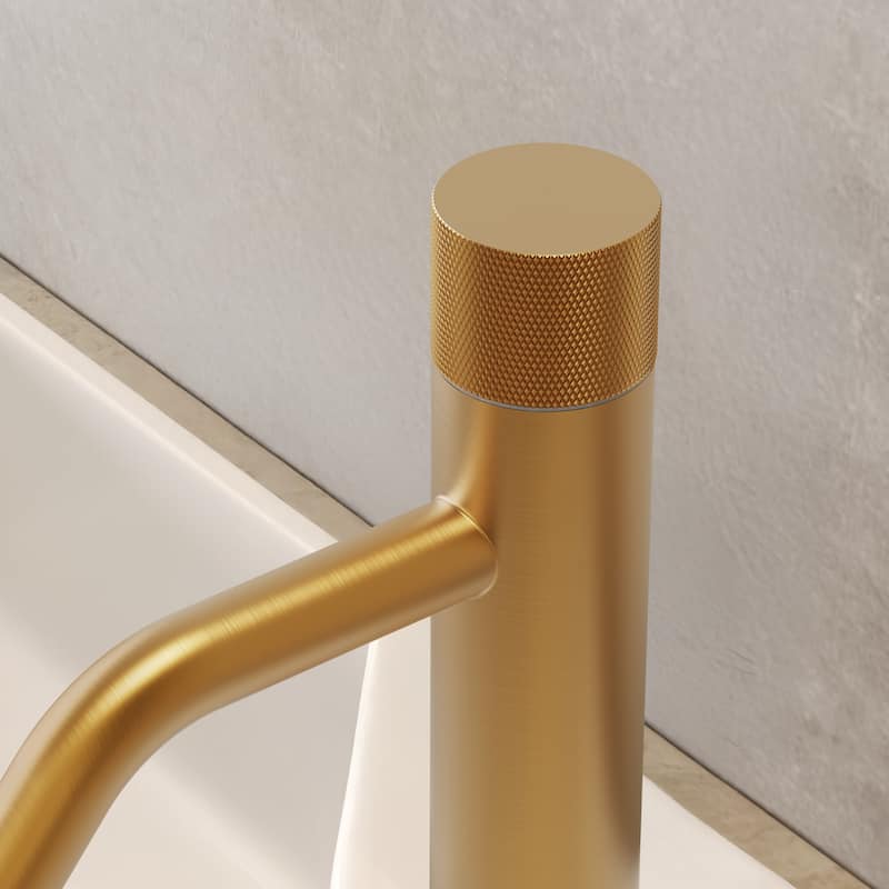 GRANDJOY Low-Arc Single Handle Vessel Sink Faucet with Pop-Up Drain, Compact Bathroom Design