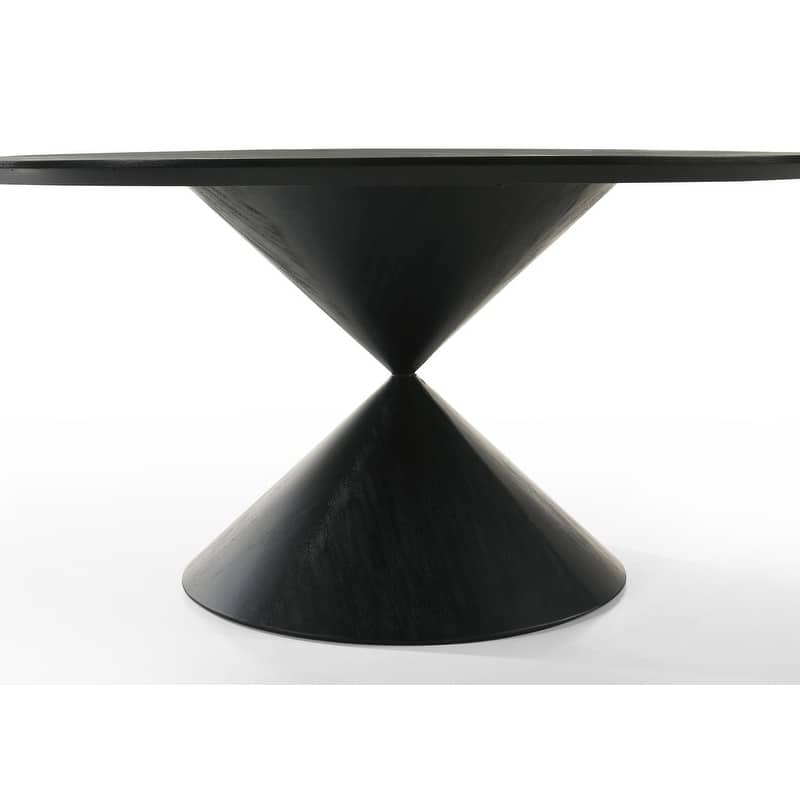 Haven 7Pc 59" Round Ebony Black Pedestal Dining Set with Hourglass Table Base and Gray Barrel Chairs