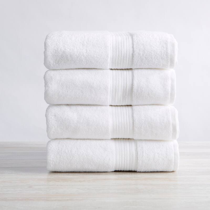 Linery & Co. Ringspun Cotton Bath Towel - Bath Towel (Pack of 4) - White