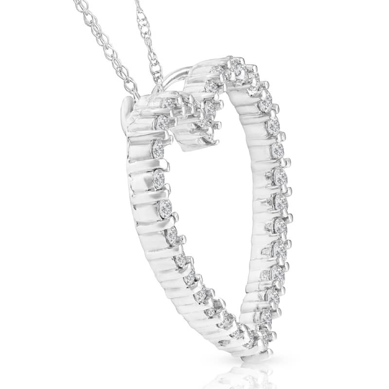 White Gold 1/2ct Lab Grown Diamond Heart Pendant 18" Necklace