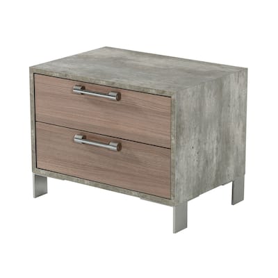 Nova Domus Boston Modern Brown Oak & Brushed Stainless Steel Nightstand