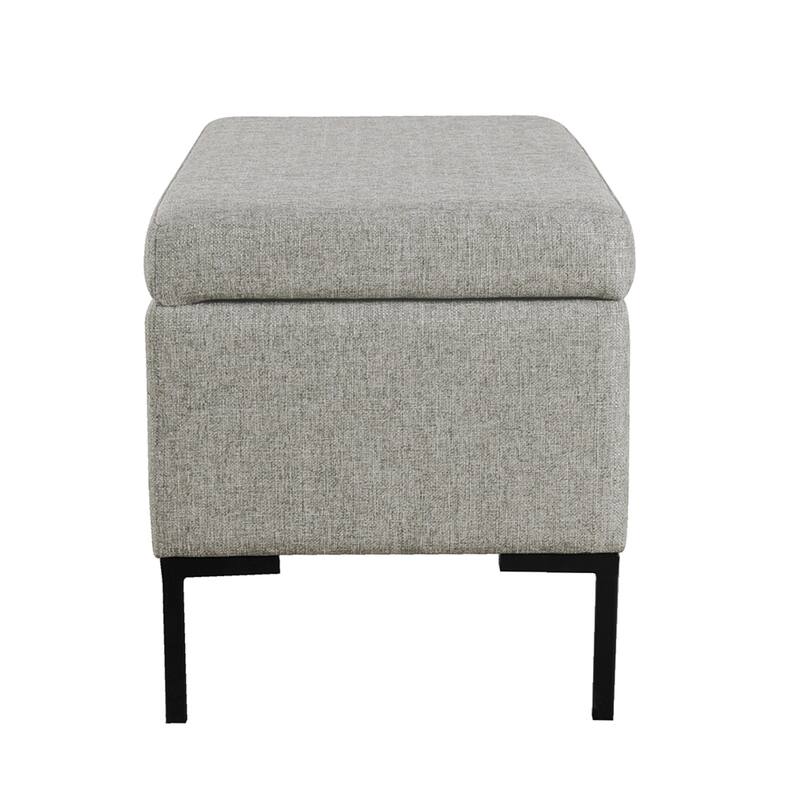 Ray Storage Bench Ottoman, Classic Gray Velvet, Metal Legs, 32 Inch