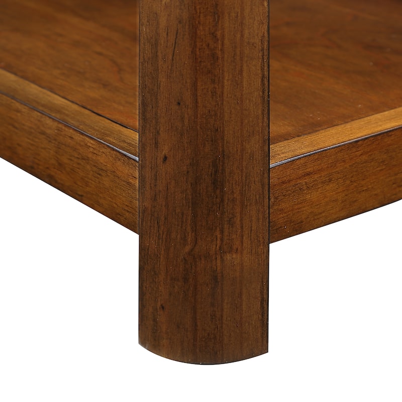 Farmhouse Sofa Side Table with Storage Shelf