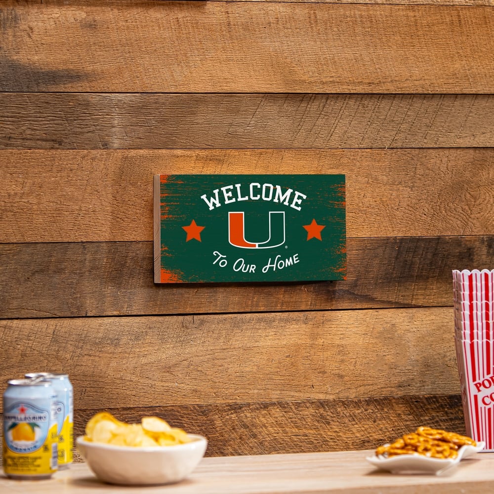 University of Miami Wooden Door Decor Wall Sign - Multi-Color