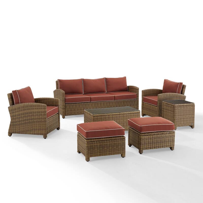 Crosley Bradenton 7Pc Outdoor Wicker Sofa Set - 151 "W x 163 "D x 32.5 "H