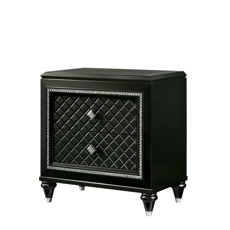 Bejo Glam Grey Wood Diamond Mirror Trim 2-Drawer Nightstand by Furniture of America