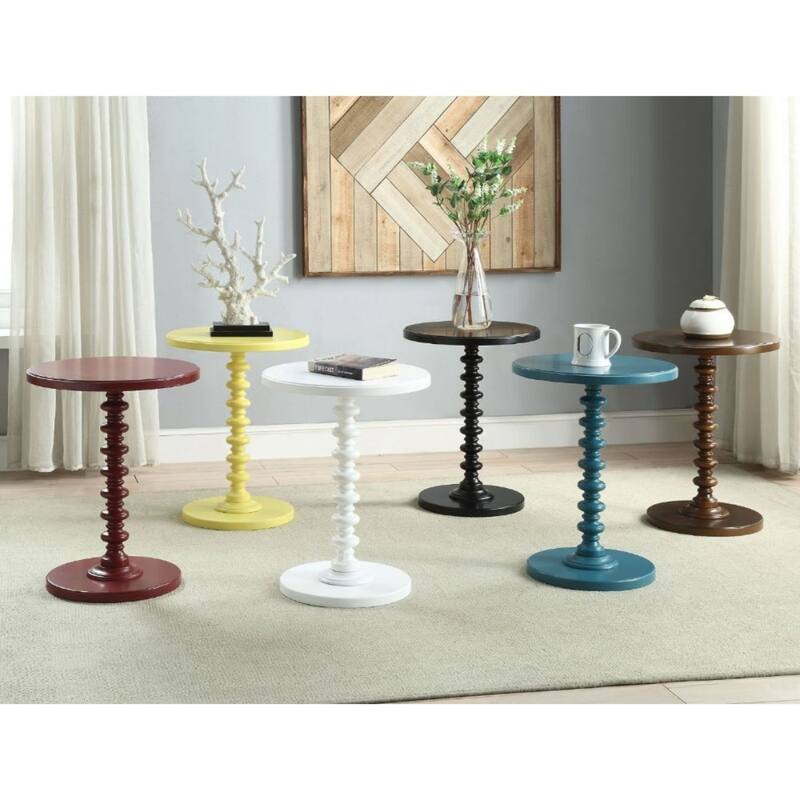 Vintage Look Wood Pedestal End Table with Round Top and Base - 17” x 17” x 22”