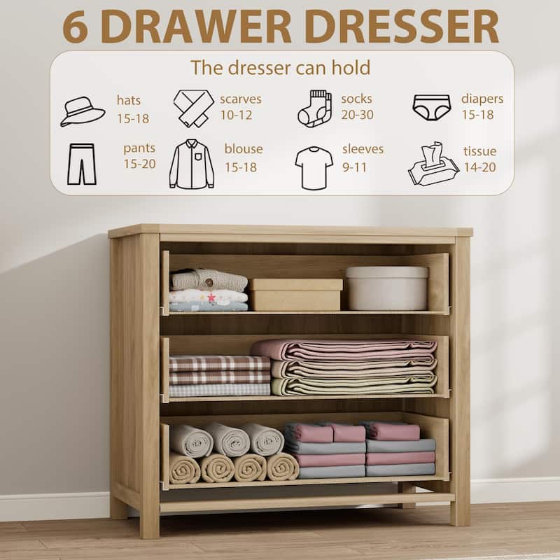 3/6/7 Drawer Rattan Dresser for Bedroom, Tall Freestanding Boho Chest of Drawers