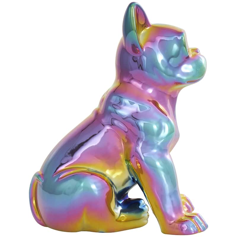 Ceramic Bulldog Decorative Sculpture with Sunglasses - Silver, Gold - CosmoLiving by Cosmopolitan