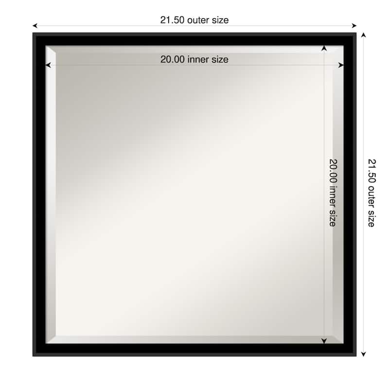 Incline Beveled Wood Framed Wall Mirror - 22 x 22 in - Incline Black