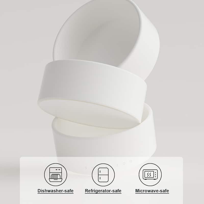 Double Bowl Ceramic Bowl Feeder Set, White
