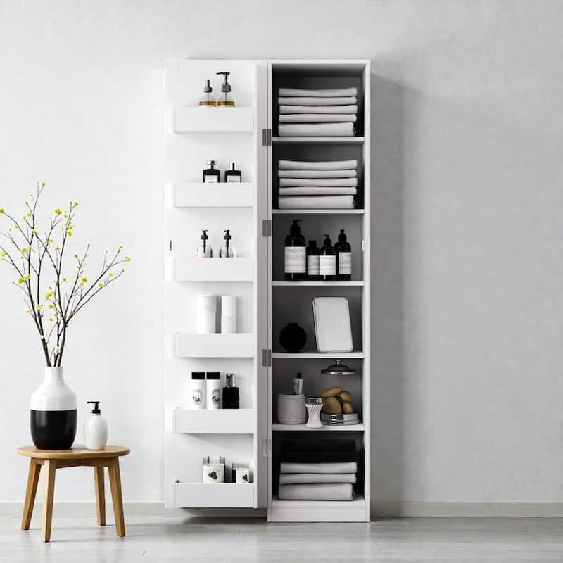White Kitchen Pantry Cabinet with Doors and Shelves, Freestanding Storage Cupboard for Kitchen Living Room