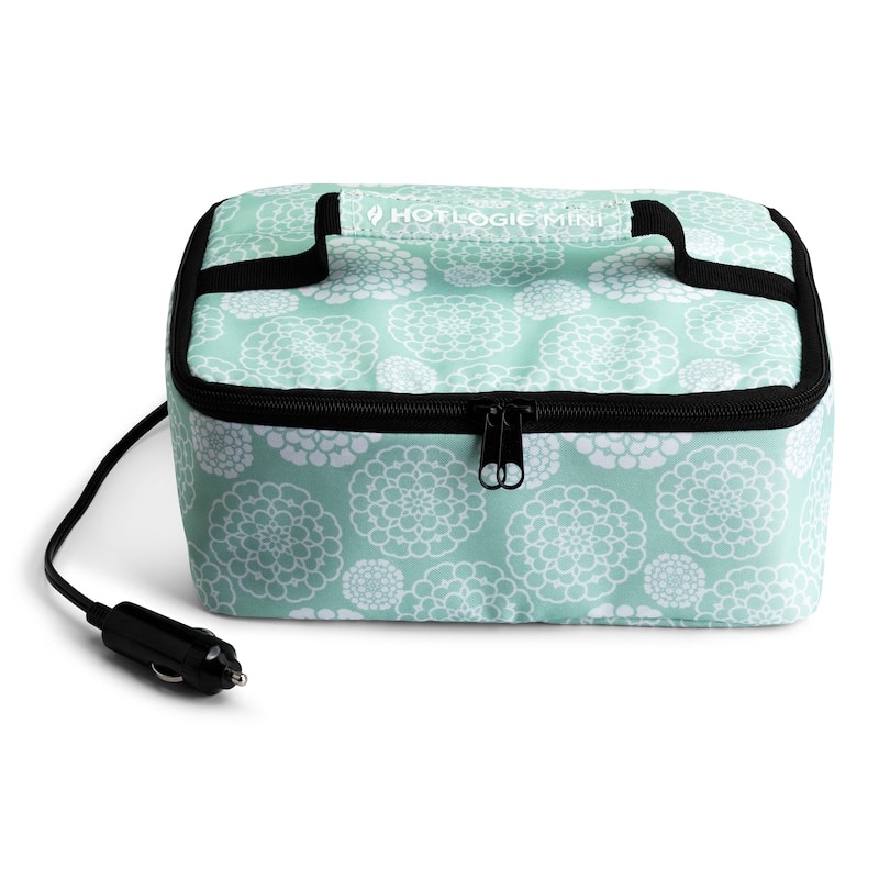 HOTLOGIC Portable Personal 12V Mini Oven, Aqua Floral