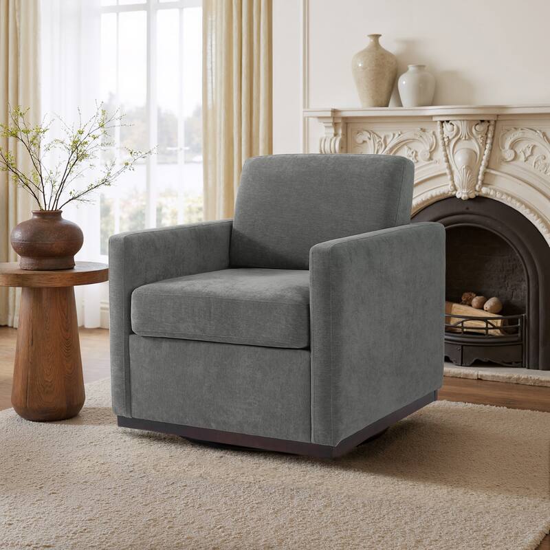uixe Modern Upholstered Swivel Accent Chair with Pocket Spring Seat