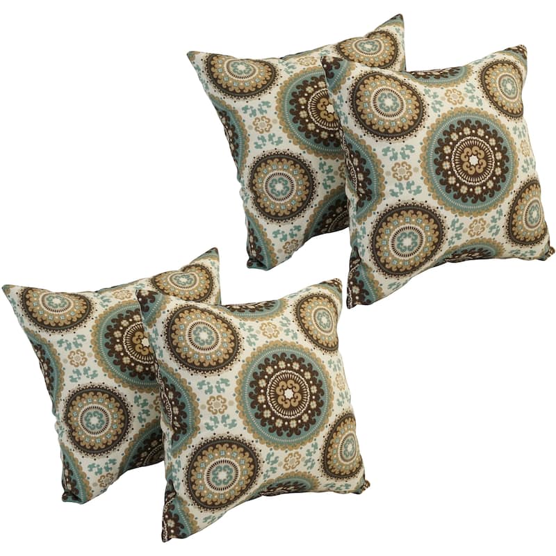 Blazing Needles 17-inch Square Polyester Outdoor Throw Pillows (Set of 4) - Bindis Spray