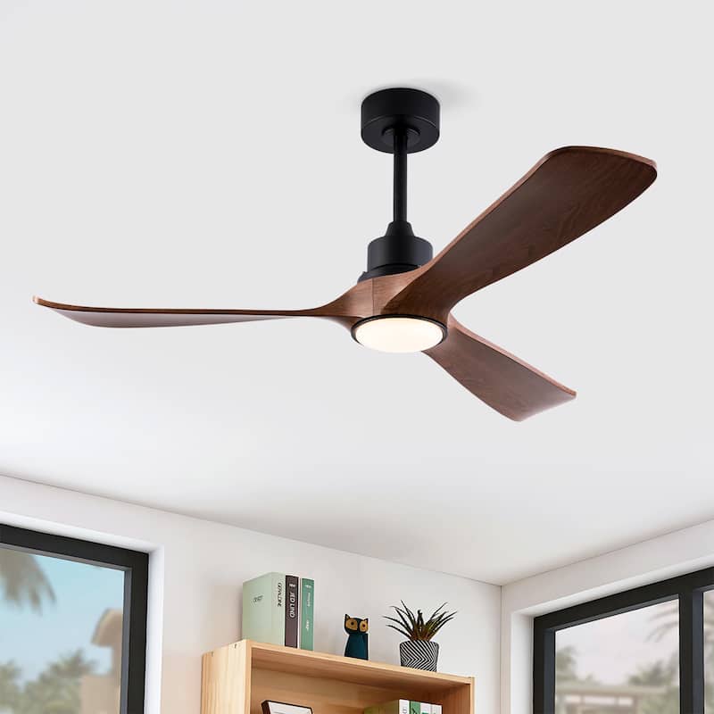 52" Ceiling Fan with 3 Color Dimmable 3 ABS Blades Remote Control Reversible DC Motor