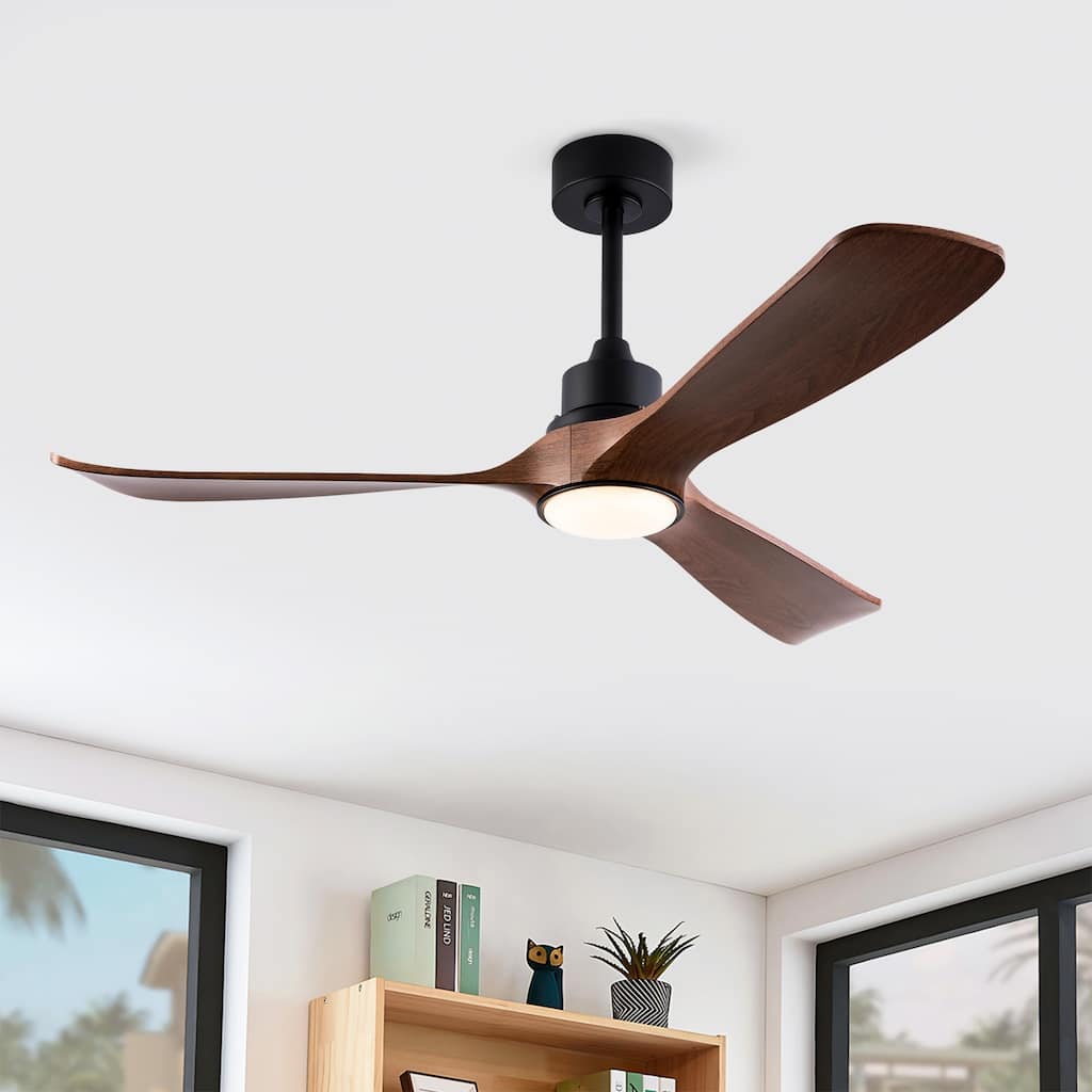 52" Ceiling Fan with 3 Color Dimmable 3 ABS Blades Remote Control Reversible DC Motor