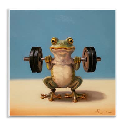 Stupell Weightlifting Frog Training Wall Plaque Art Design By Lucia Heffernan