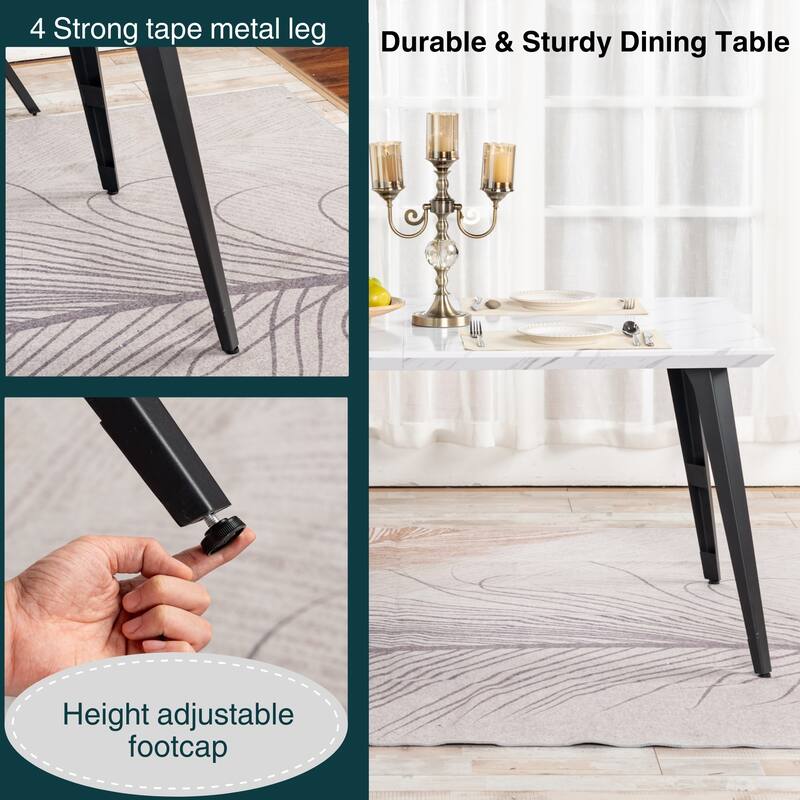 HomyLin 63-inch Dining Table Rectangular for 4-6 with Wooden Top and Metal Legs